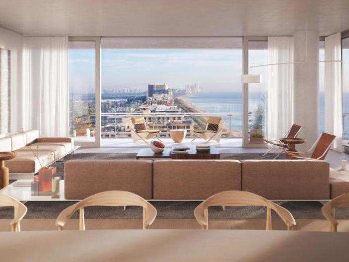 The penthouse will be sold exclusively by Douglas Elliman and features floor-to-ceiling windows ...