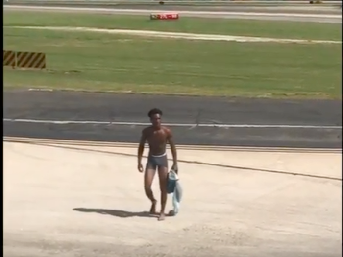 A man in his underwear reportedly ran onto the tarmac at Atlanta