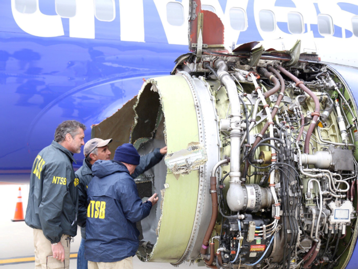 A Southwest Airlines engine exploded in midair and led to one death (April)