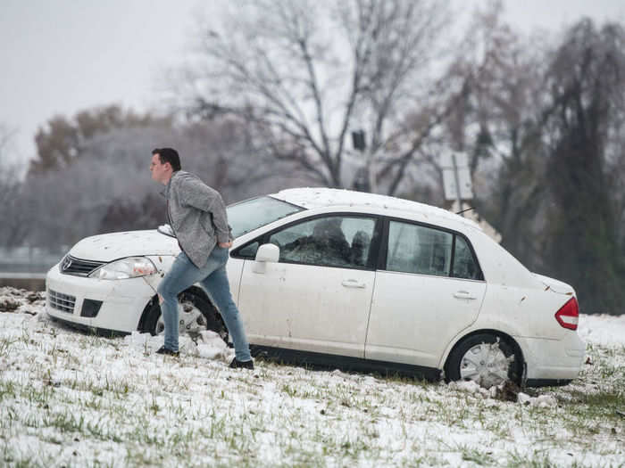 North Carolina is experiencing a "mammoth" storm which has knocked out power for more than 300,000 people.