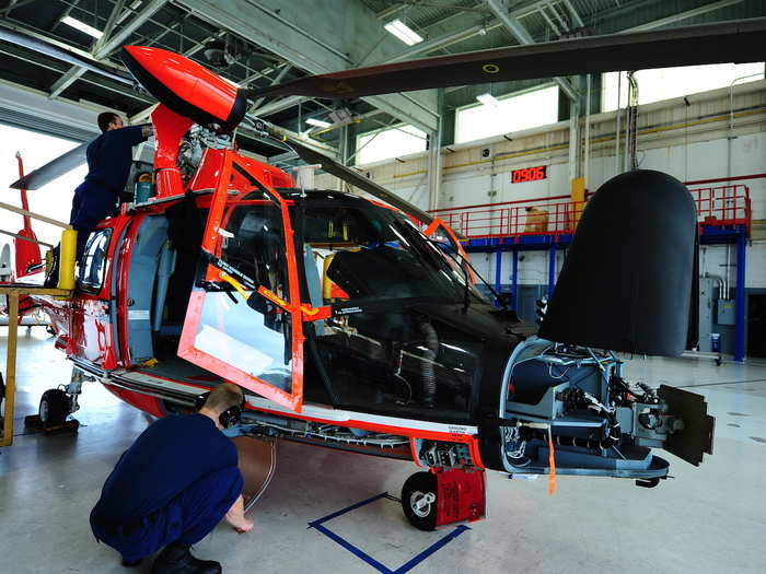 In addition to electro-optical and infrared sensors, the MH-65 can be equipped with a 7.62 mm machine gun and a .50-caliber rifle, both of which are used as part of the Coast Guard