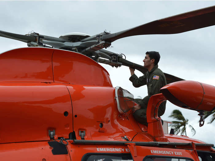 The MH-65 short-range recovery helicopter was introduced in the early 1980s and has been upgraded in the decades since. It can operate from land and aboard a cutter, with three hours of endurance, a range of about 333 miles, and a cruising speed of about 170 mph.