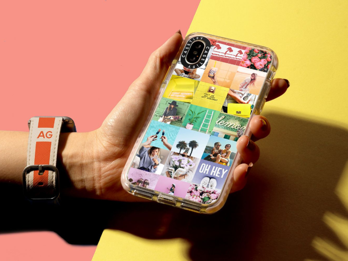 A custom phone case made with a collage of family photos