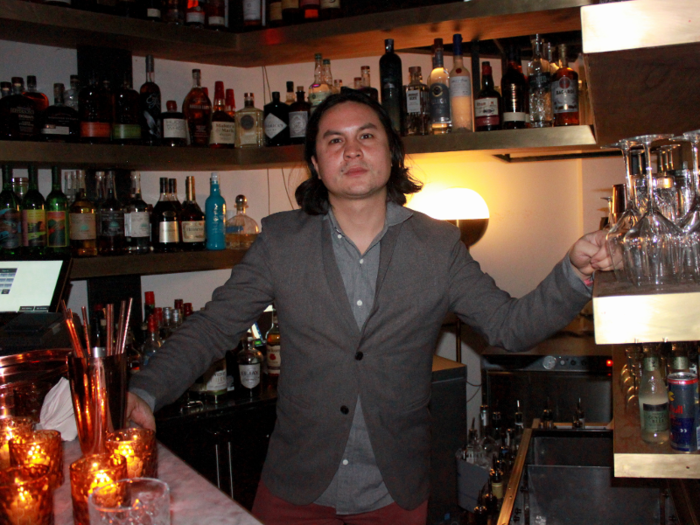 The beverage director, Rael Petit, was preparing for the night ahead.