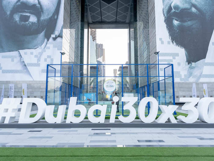 The first (and only) real amount of street life that I saw at the DIFC was the Dubai Fitness Challenge. There were a couple of people playing a game that looked like a cross between tennis and ping pong.