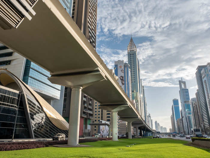 I got out of my car around the Emirates Towers stop of the metro. Dubai