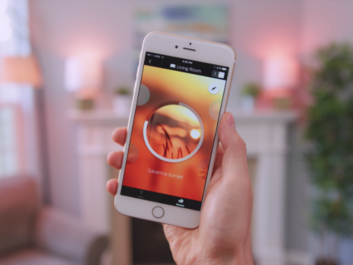 You can also create your own scenes. Just set the light to the right hue (hence the name) and brightness, give it a name, and you