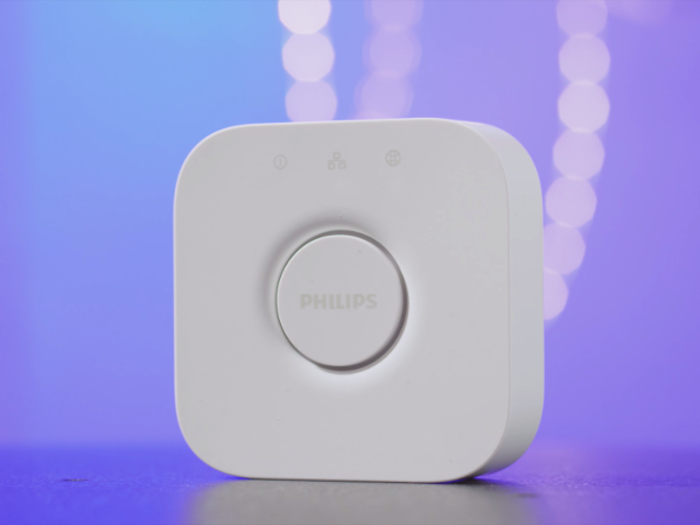 ... a Philips Hue Bridge, which hooks directly into your wireless router ...