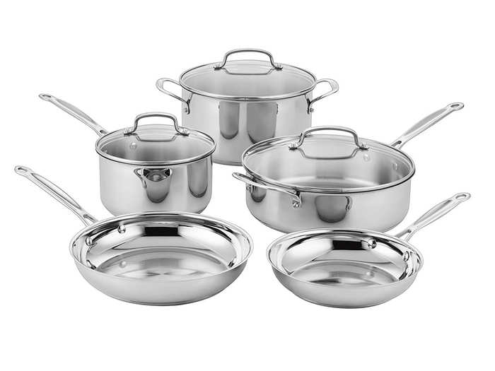 An 8-piece Cuisinart cookware set for $100