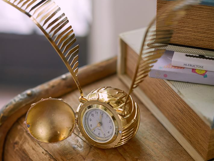 A Golden Snitch clock that