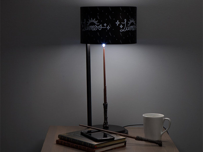 A lamp that lights up with the Lumos spell