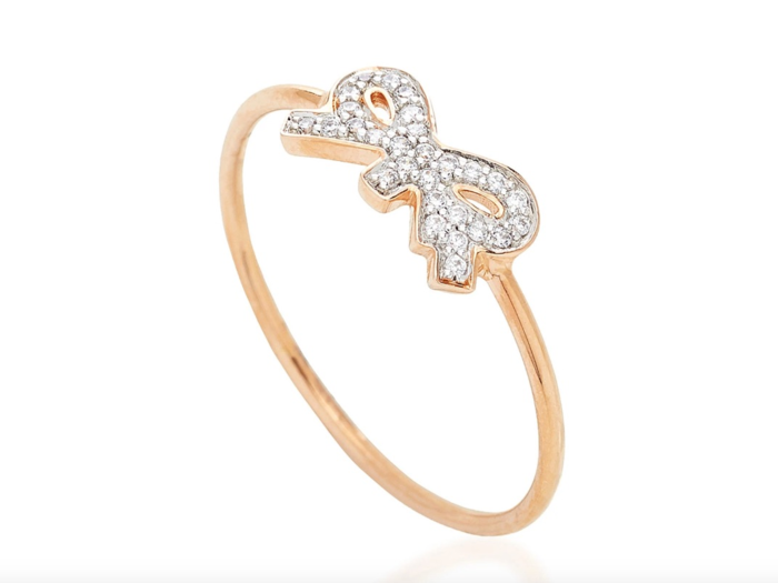 A rose gold bow ring