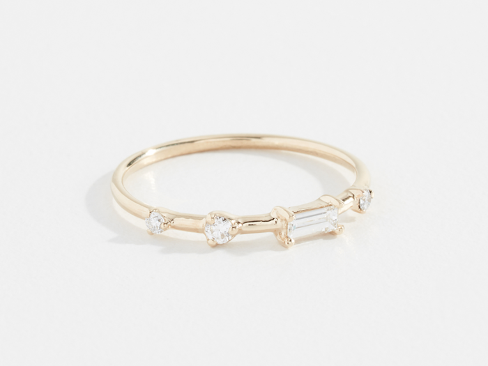 A unique four-step baguette ring