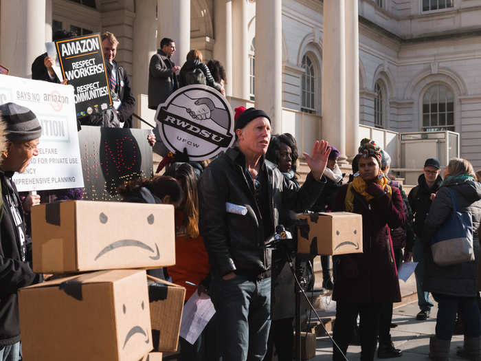 Between the many speakers, protesters chanted, "We need money for education, not for banks and corporations."