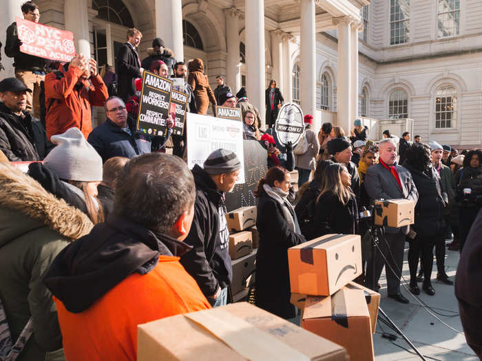 Many protesters also spoke of Amazon Web Services