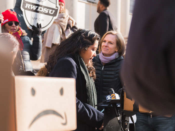 Many protesters went on to tell stories on behalf of Amazon workers who they said had reached out to them prior to the protest.