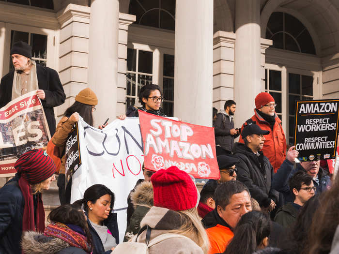 There was also a large group of CUNY Students with signs reading, "CUNY not HQ2."