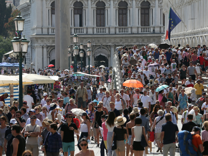 Venice receives about 26  million tourists a year, according to Italy