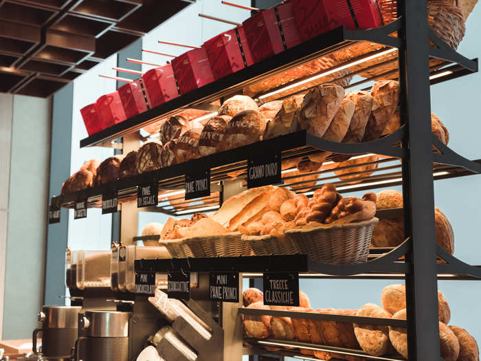 The first floor is also home to a Princi bakery selling fresh breads ...