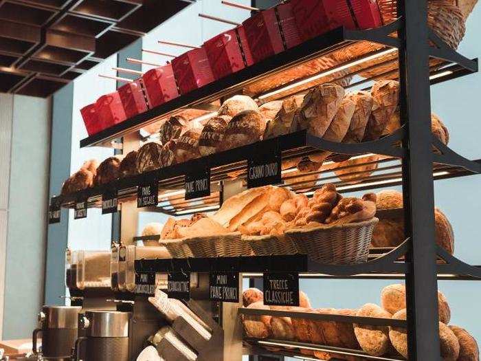 The first floor is also home to a Princi bakery selling fresh breads ...