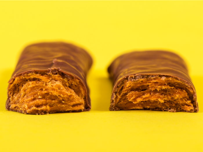 But, the revelation of the new Butterfinger — on the right — only becomes clear when you take a bite. Butterfinger