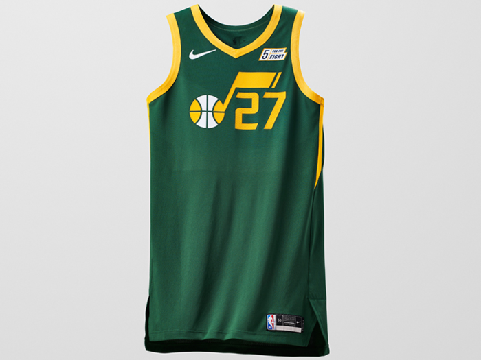 The Utah Jazz threw it all the way back to 1979 with their green and white Earned Edition uniforms, which feature the original J-note Jazz logo on the chest.