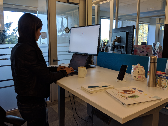 Rincon settles in at her desk and catches up on emails before heading to her first meeting of the day.