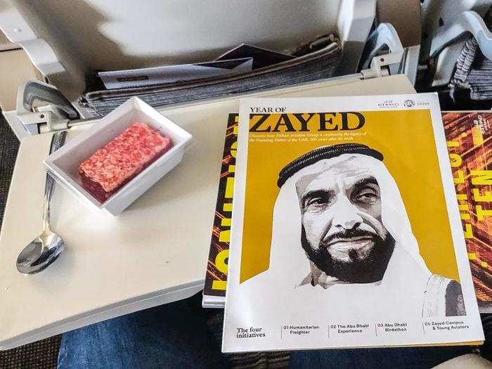 The magazines behind the seat included Etihad