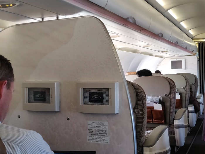 I took a peek into business class. On other flag carriers, first and business class often look like a different planet entirely, with specialized pods and giant screens. It