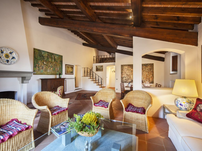 A Tuscan villa that dates back to 1596 surrounded by more than 763 acres of vineyards, olive groves, and woods.