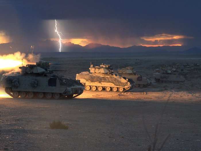 Lightning flashes during the North Carolina National Guard