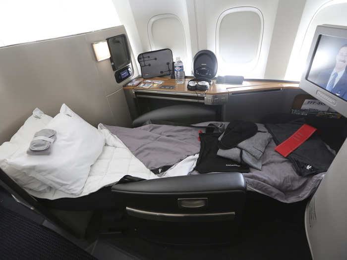 Other first-class accommodations include seats that allow you to fully recline.