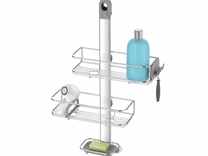 An adjustable hanging shower caddy to clear out the shower space.