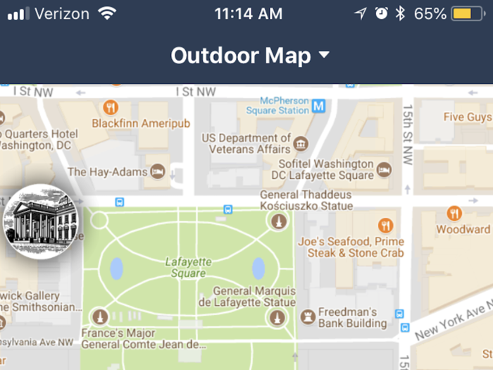 Users also have access to an outdoor map of the White House grounds and the President