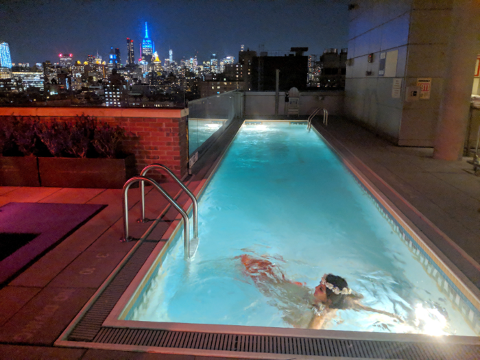 ... there were the mermaids. About 45 minutes after we arrived, a mermaid appeared in the heated pool.