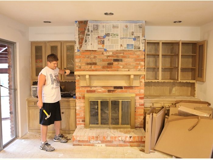 One thing that did go well was whitewashing the fireplace bricks. "I think this has been the cheapest, easiest high impact project we have done yet!" she wrote.