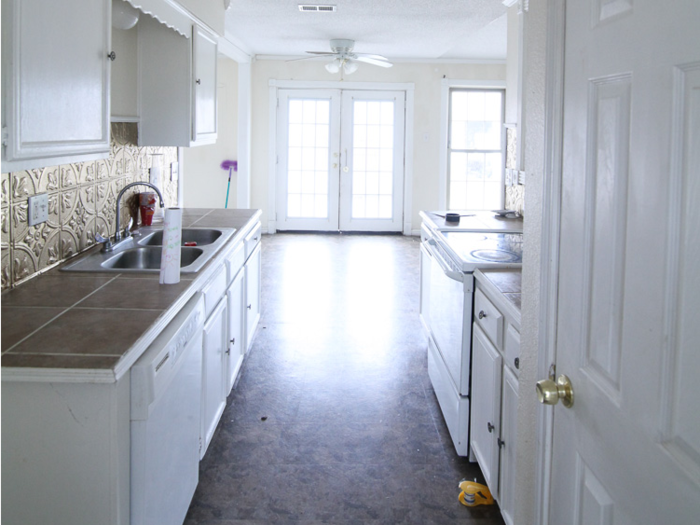 Another kitchen had a few low points. "It was extremely small — there were only a few feet for prep work (literally)," Griffis said. "The cabinets were also old and falling apart."