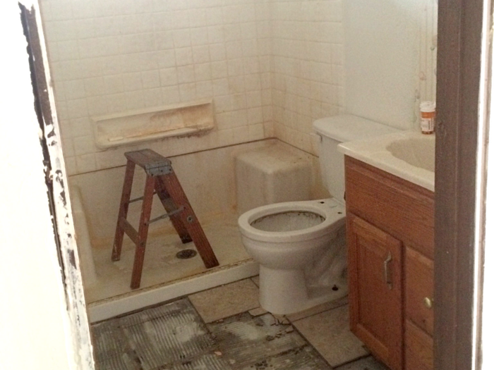 "We knew from the beginning that we wanted to completely gut the bathroom and start over fresh, so we wanted to get it torn apart as quickly as possible so we could start working on it," Monroe said.