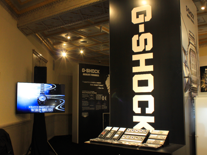 G-Shock, meanwhile, had set up its exhibit in an adjacent room, where the vibe was notably different: The lights were simpler, the show more bare and industrial. I have to say, it matched — and complemented — the company