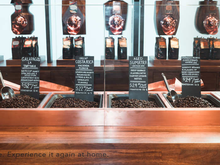 Customers have the option to purchase freshly roasted beans to take home.