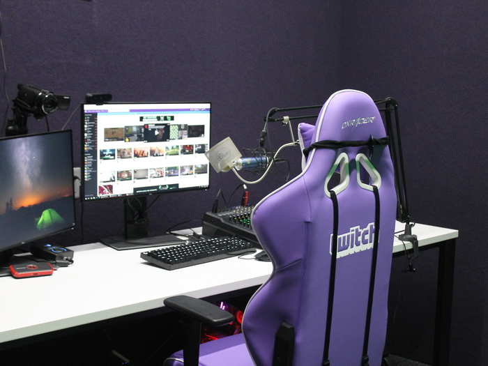 The office has two broadcast rooms for popular streamers who visit the new HQ. Each room has all the audio and video equipment needed for a livestream — there