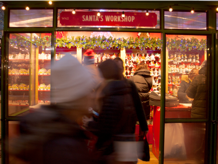 Some of the shops were distinctly holiday-themed, such as "Santa