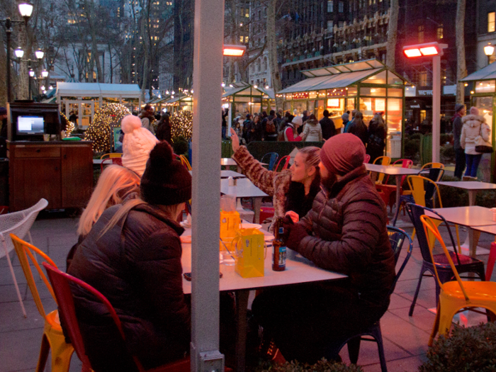 Thanks to the heat lamps, it actually looked like a cozy, chill place to hang out and have a drink or some snacks.