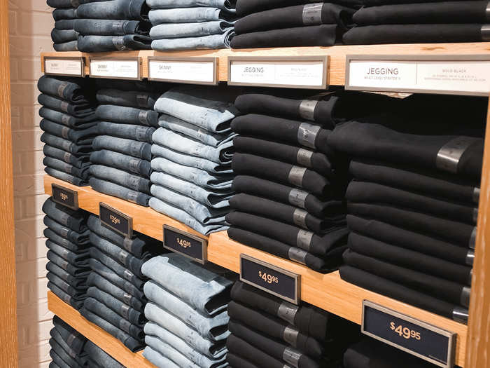 There were $50 jeans in all different styles, sizes, and colors lining the walls.