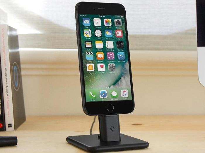 An iPhone charging stand