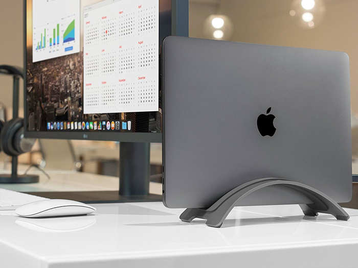 A vertical MacBook stand