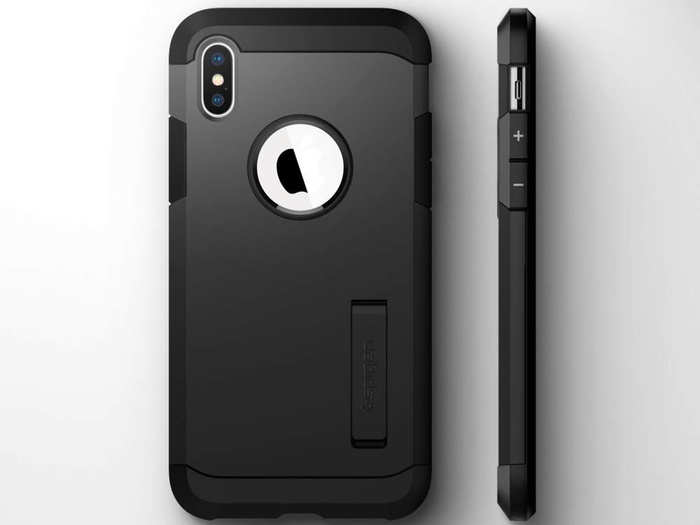 An iPhone case with a kickstand