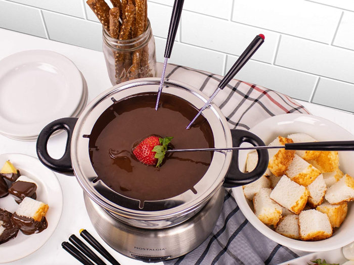 A chocolate fondue pot