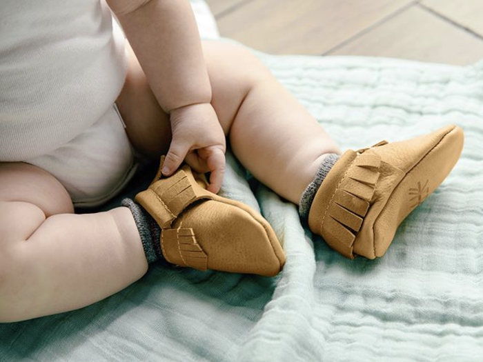 Adorable leather baby moccasins