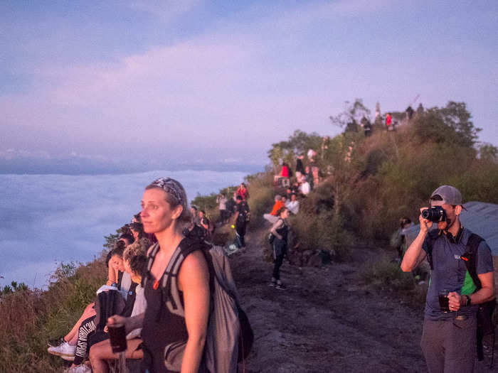 On one of my last days on the island, I decided to do a sunrise trek up Mount Batur, an active volcano that most recently erupted in 2000 and is one of the holiest sites on the island. You start the hike up a volcanic rock-laden path in pitch black.